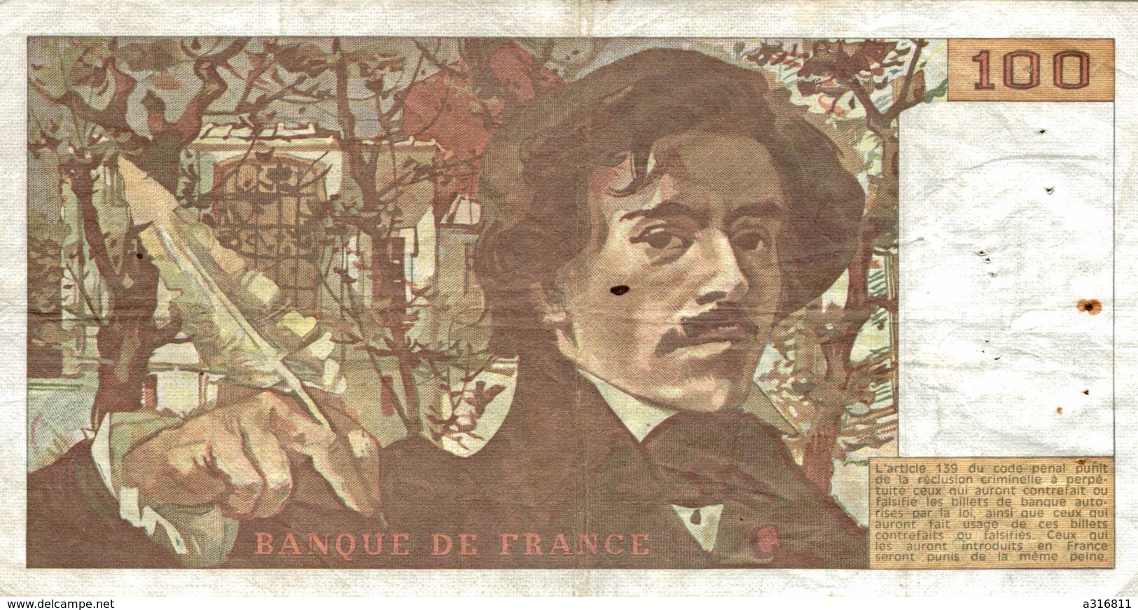 CENT FRANCS EUGENE DELACROIX - 100 F 1978-1995 ''Delacroix''