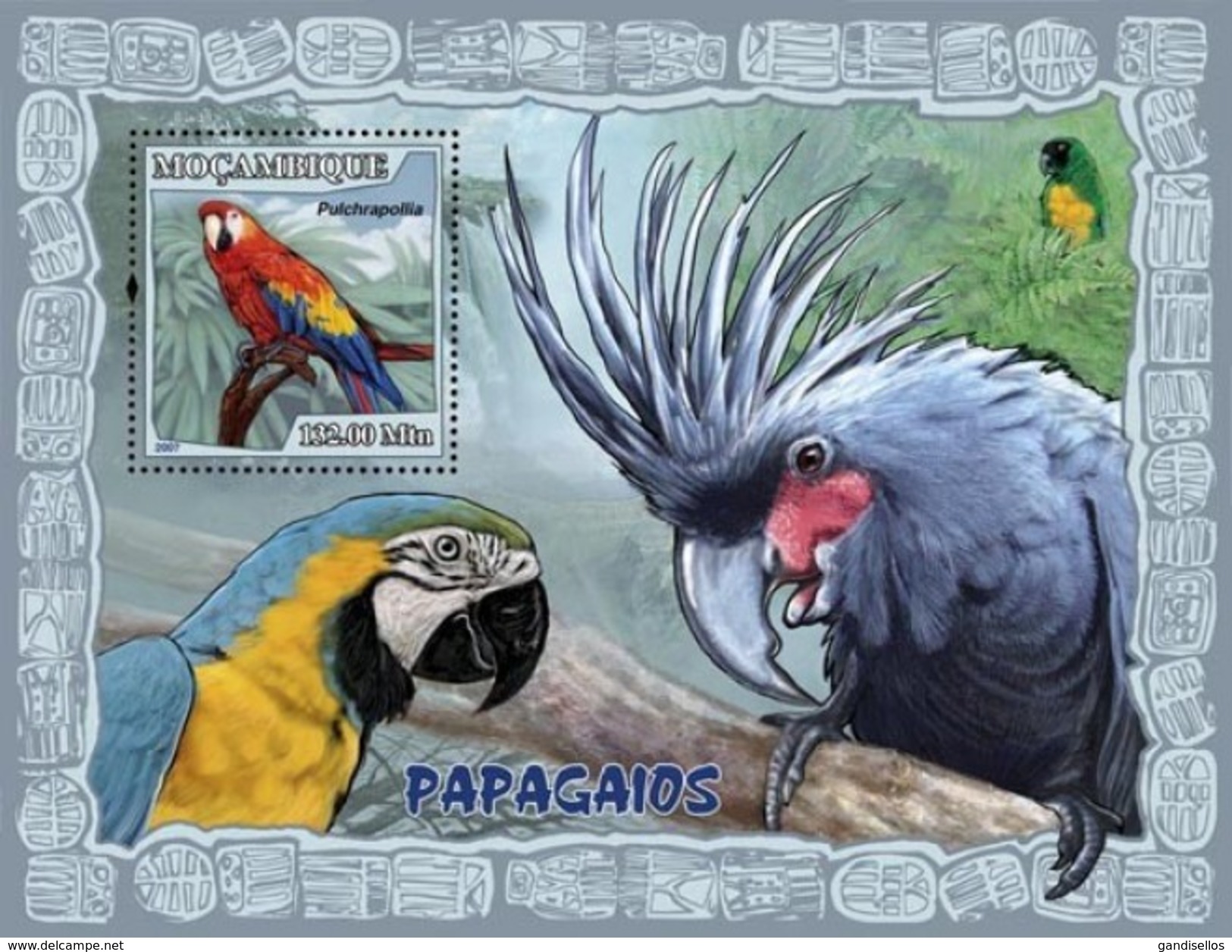 MOZAMBIQUE 2007 SHEET PARROTS PERROQUETS LOROS PAPAGAIOS PAPAGEIEN PAPPAGALLI BIRDS OISEAUX AVES Moz7124b - Mozambique