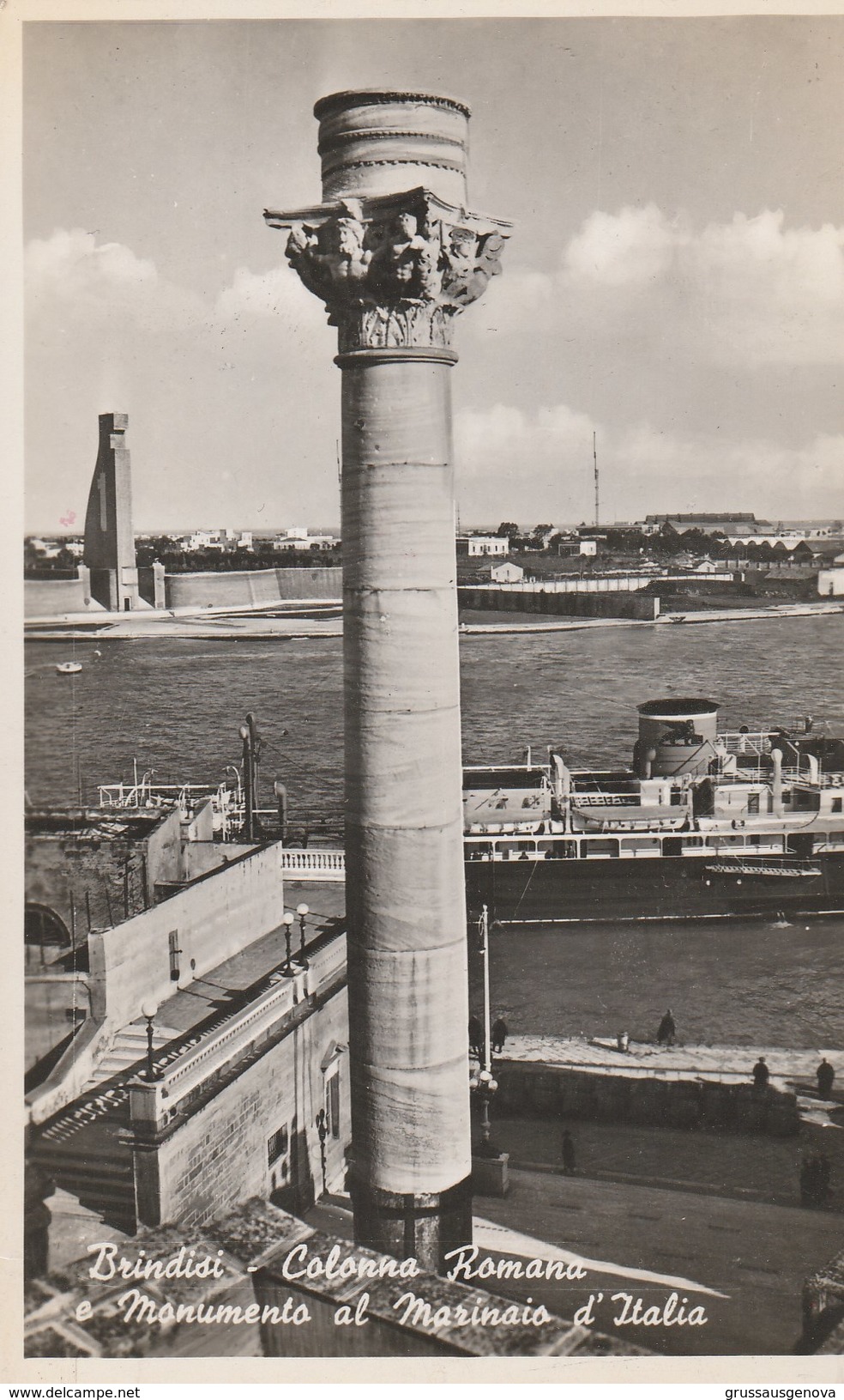 12037) BRINDISI COLONNA ROMANA E MONUMENTO AL MARINAIO VIAGGIATA 1940 - Brindisi