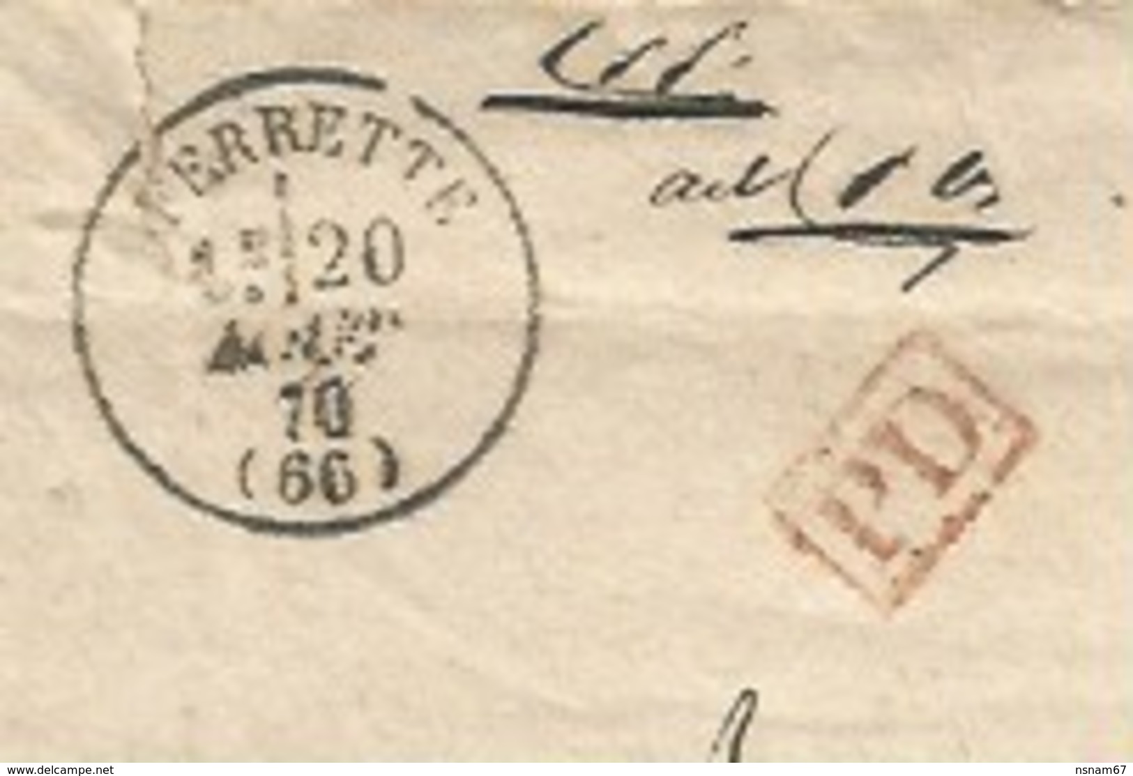 C543 - FERRETTE - 20 AOUT 1870 - Enveloppe En PORT DU Pour ALLEMAGNE Wurtemberg - Cachet Type 16 - Haut Rhin - Alsace - - Briefe U. Dokumente