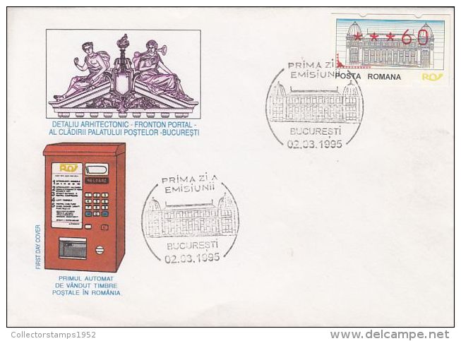 59325- FIRST ROMANIAN STAMPS ATM, COVER FDC, 1995, ROMANIA - FDC