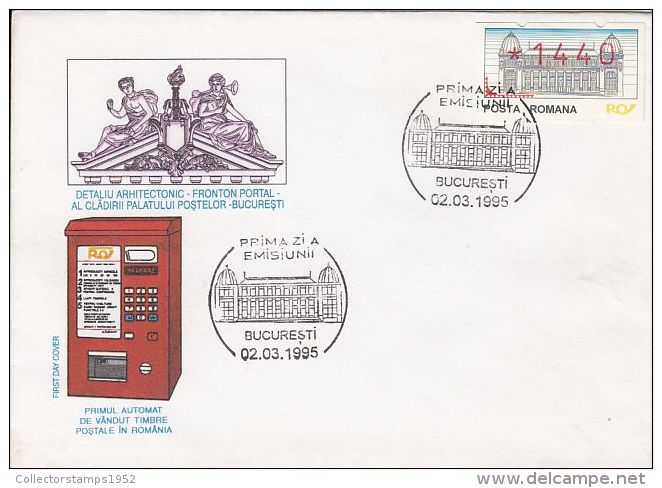 59326- FIRST ROMANIAN STAMPS ATM, COVER FDC, 1995, ROMANIA - FDC