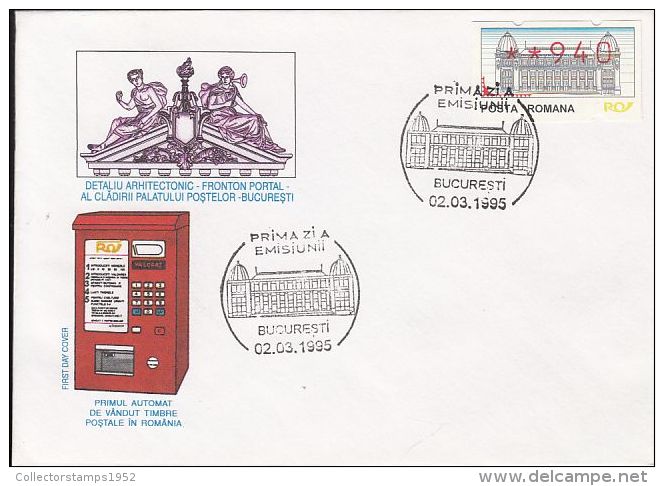 59329- FIRST ROMANIAN STAMPS ATM, COVER FDC, 1995, ROMANIA - FDC