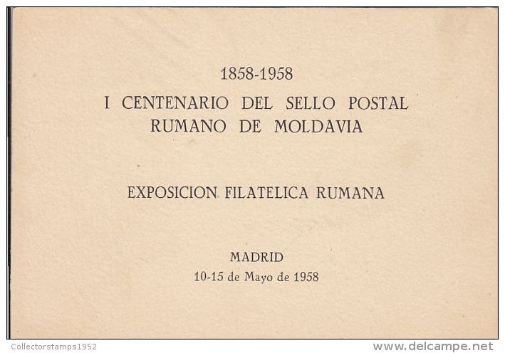 59333- MOLDAVIAN ROMANIANS STAMP'S DAY, MADRID, ROMANIAN EXILE IN SPAIN, BOOKLET, 1958, ROMANIA - Markenheftchen