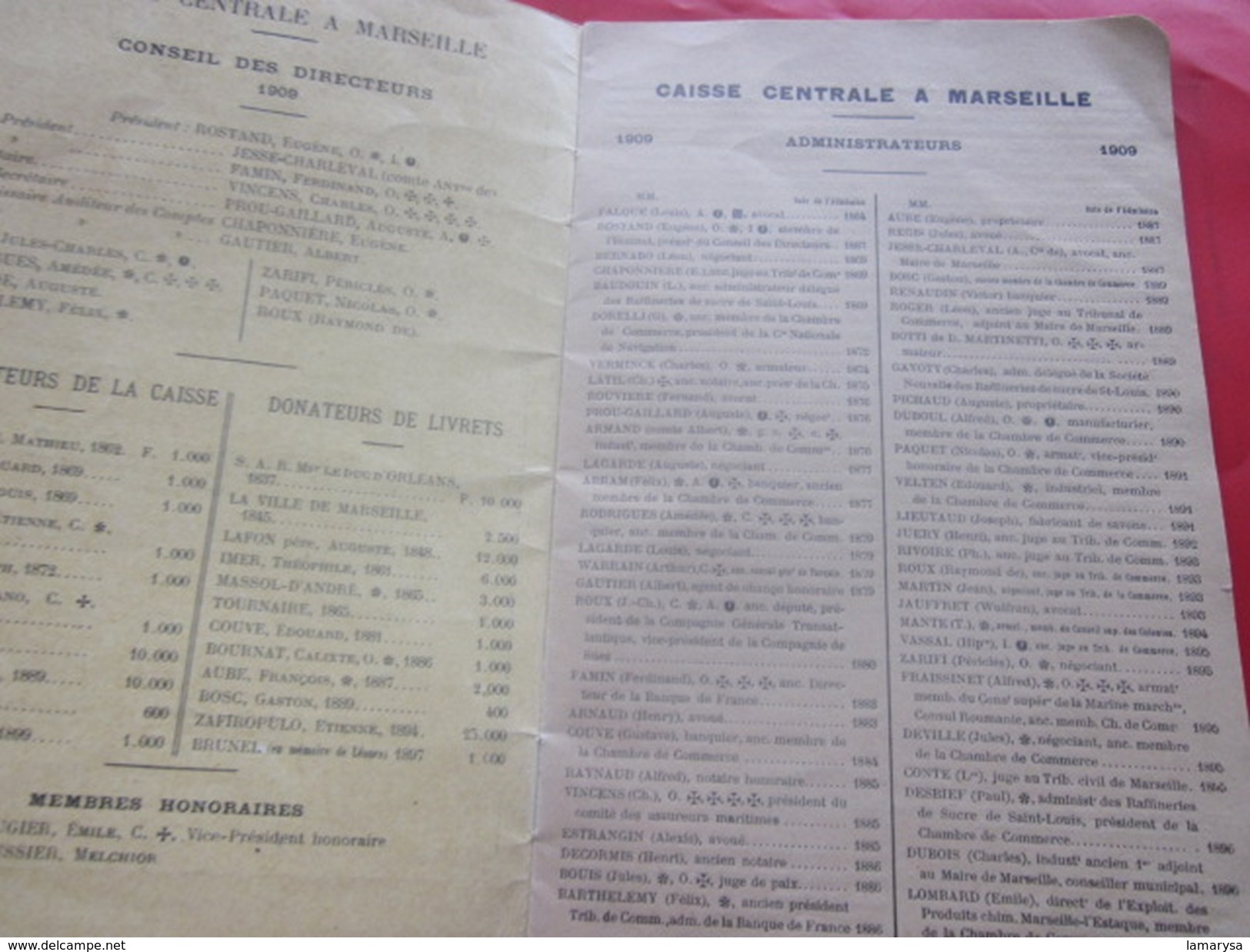 1909 LIVRET DE LA CAISSE D'ÉPARGNE & DE PRÉVOYANCE DES BOUCHES-DU-RHÔNE 13 MARSEILLE  De 1909... - Historische Dokumente