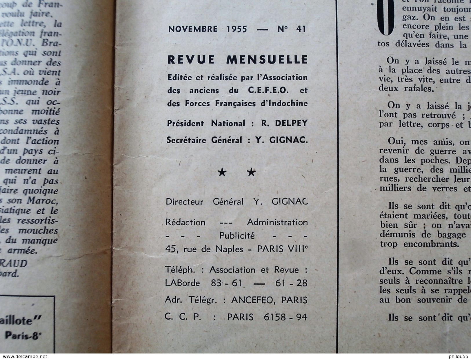 Revue "Combattant D INDOCHINE" N°41   1955