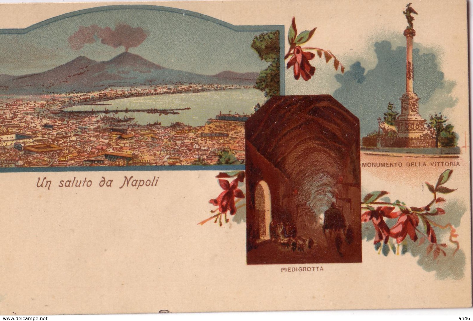 Un Saluto Da Napoli_Piedigrotta_Monumento Della Vittoria_Panorama-Antica Originale Ante 1905_"2 Scan- - Napoli