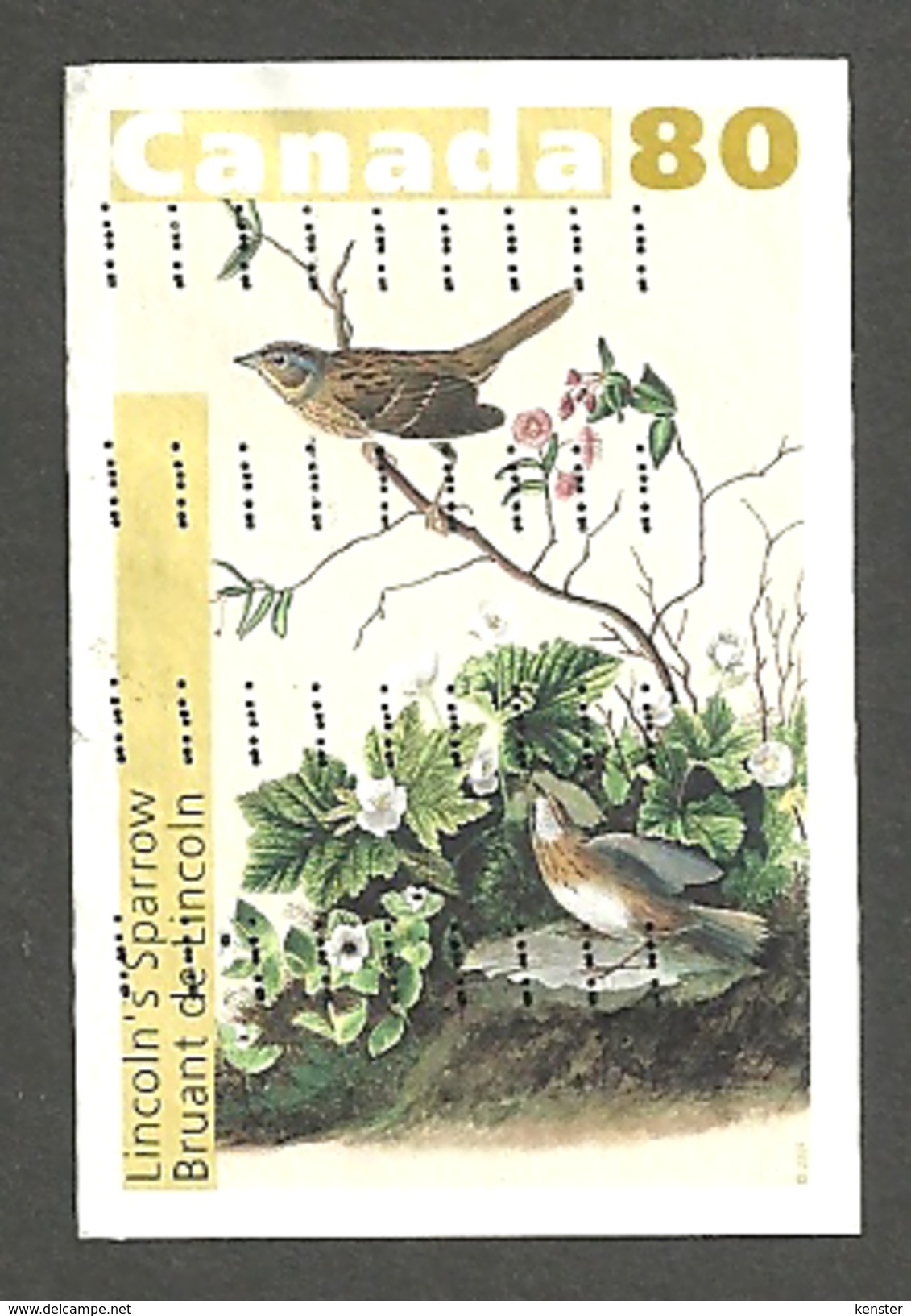 Sc. # 2040 John James Audubon's Birds #2 Lincoln Sparrow HV Single Used 2004 K155 - Used Stamps