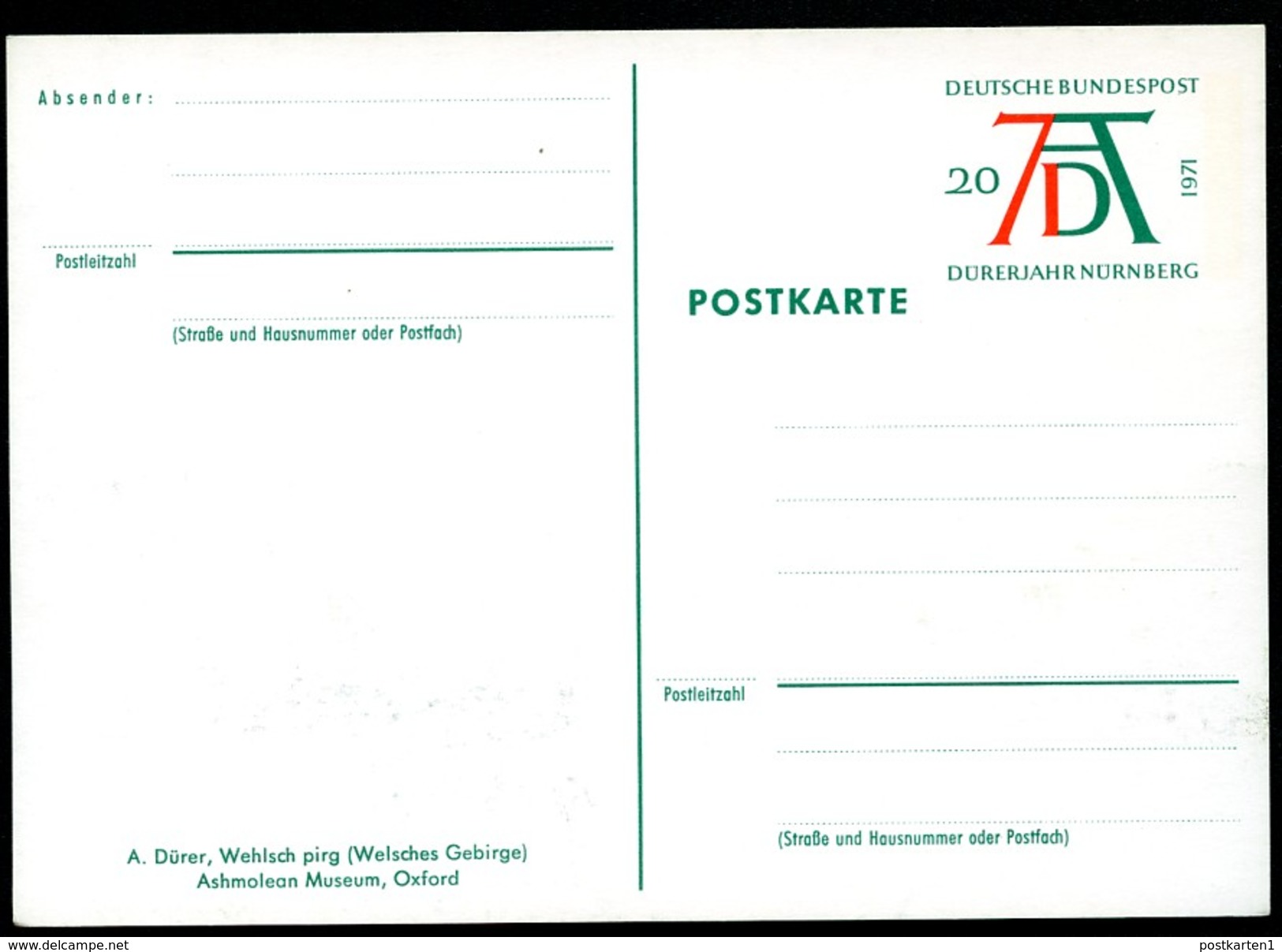 BUND PSo3-02 Sonderpostkarte DÜRER WELSCHES GEGIRGE ** 1971 - Sonstige & Ohne Zuordnung