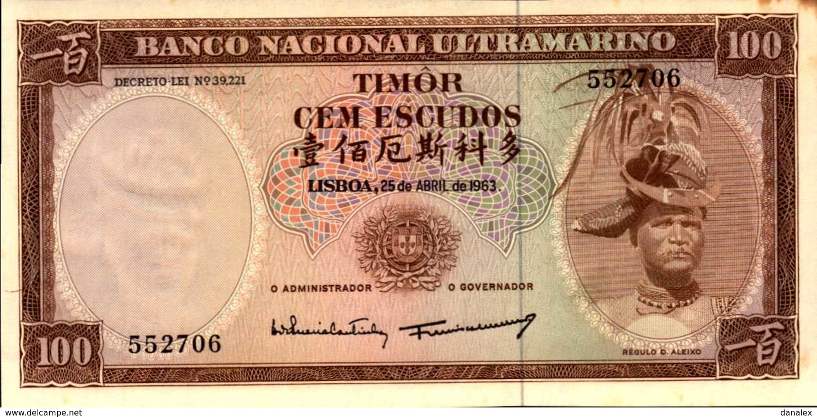 TIMOR 100 ESCUDOS Du 25-4-1965  Pick 28  AU/SPL+ - Timor