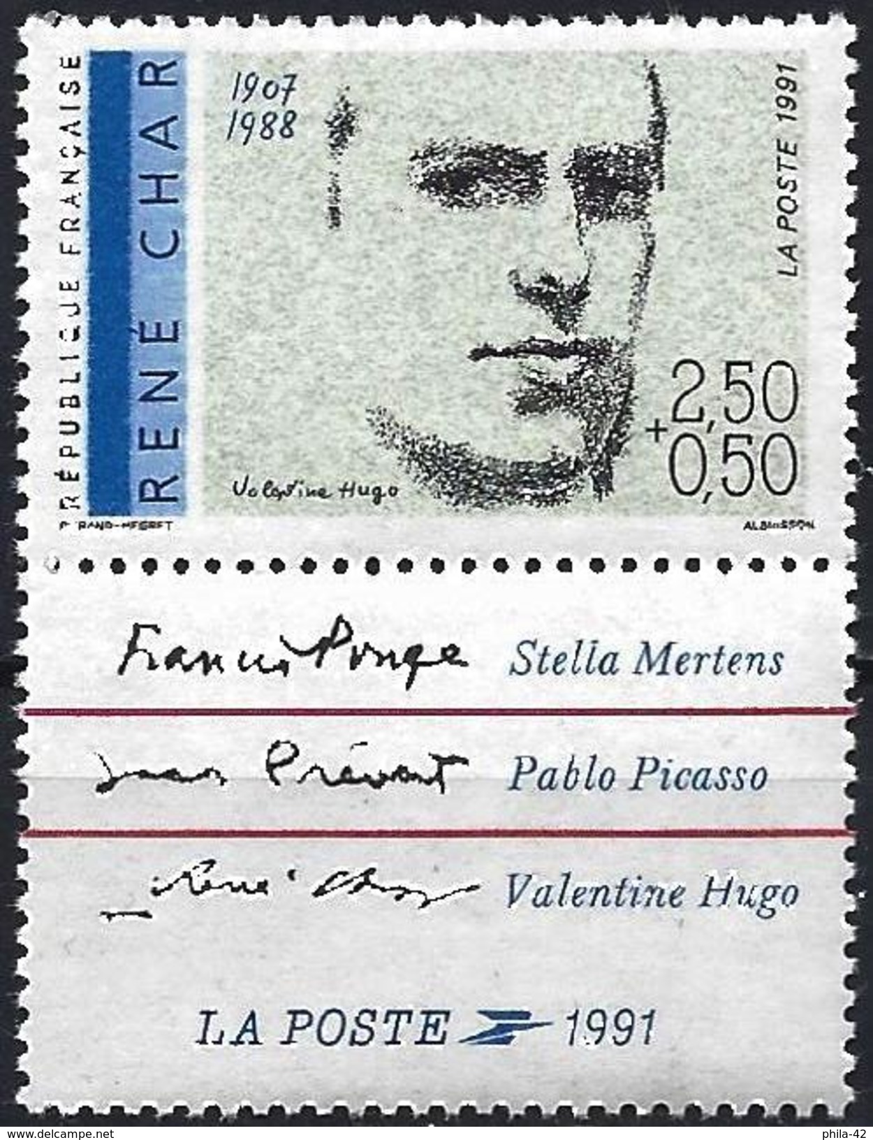 France 1991 - French Poet : René Clair ( Mi 2824a - YT 2686 ) MNH** + Label - Nuevos