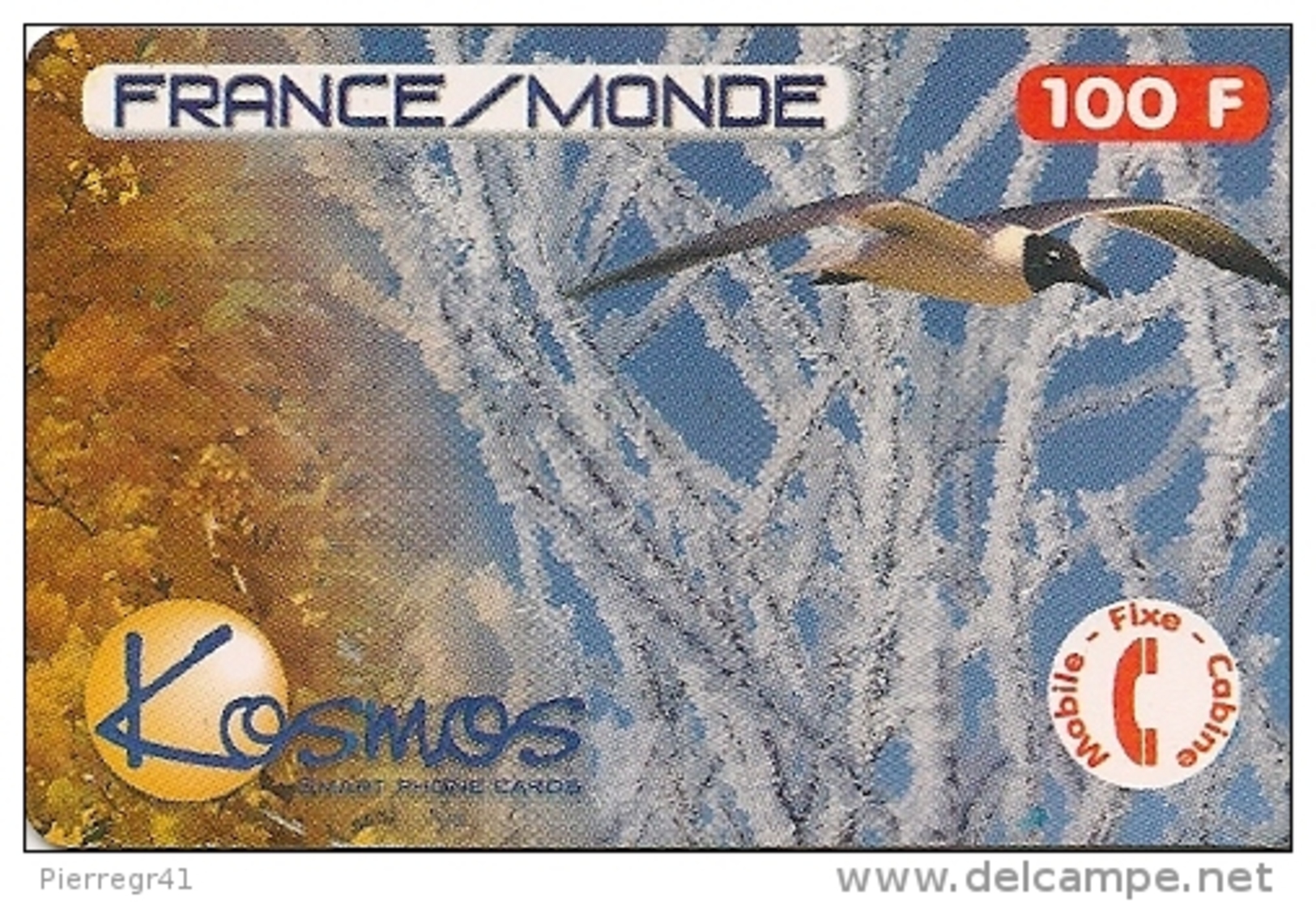 CARTE PREPAYEE-KOSMOS-100F-FRAN CE-MONDE-MOUETTE-11/99-30 000ex- GRATTE-T BE- - Autres & Non Classés