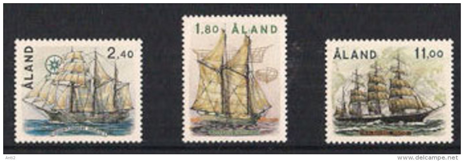 Aland 1988 Sailing Ships Galeas Albanus, Schooner Ingrid, Bark Pamir Mi  28-30, MNH(**) - Aland