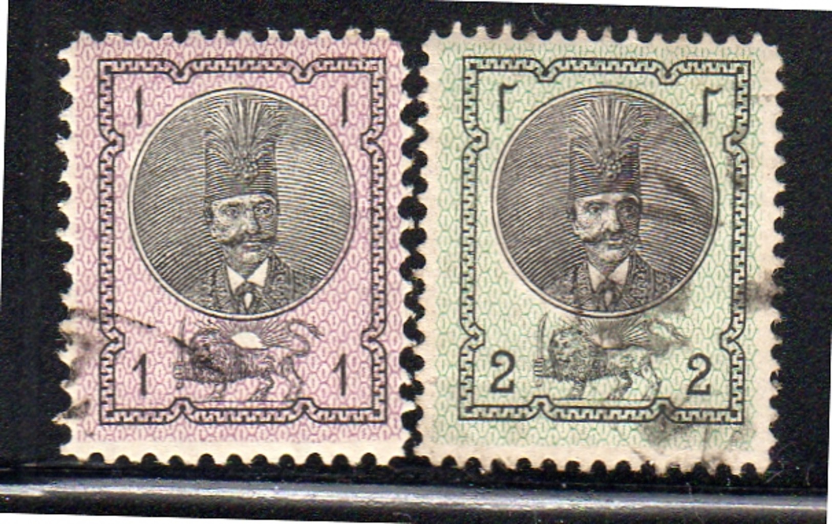 1876 Shah Nasr-ed-Din 1Chasis 5 Ch. Perf. 12x10½, 2 Chasis Perf 13x13 VF Used (54) - Iran