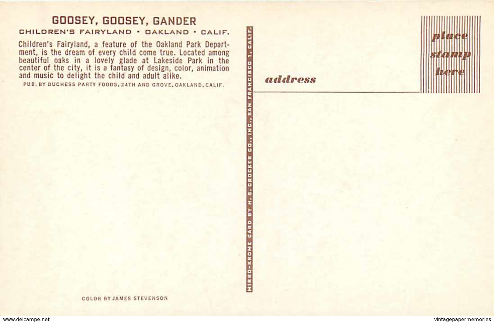 274275-California, Oakland, Children's Fairyland, Goosey Goosey Gander, H.S. Crocker - Oakland