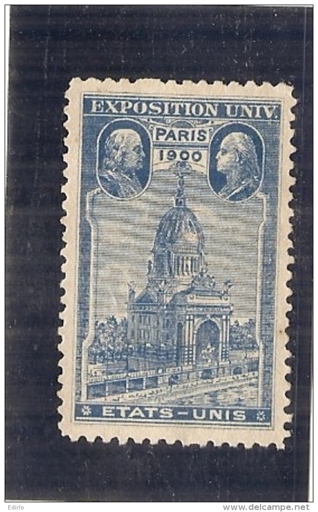 ERINNOPHILIE - Vignette Exposition Universelle PARIS 1900 - Non Gommé -ETATS UNIS - Autres & Non Classés