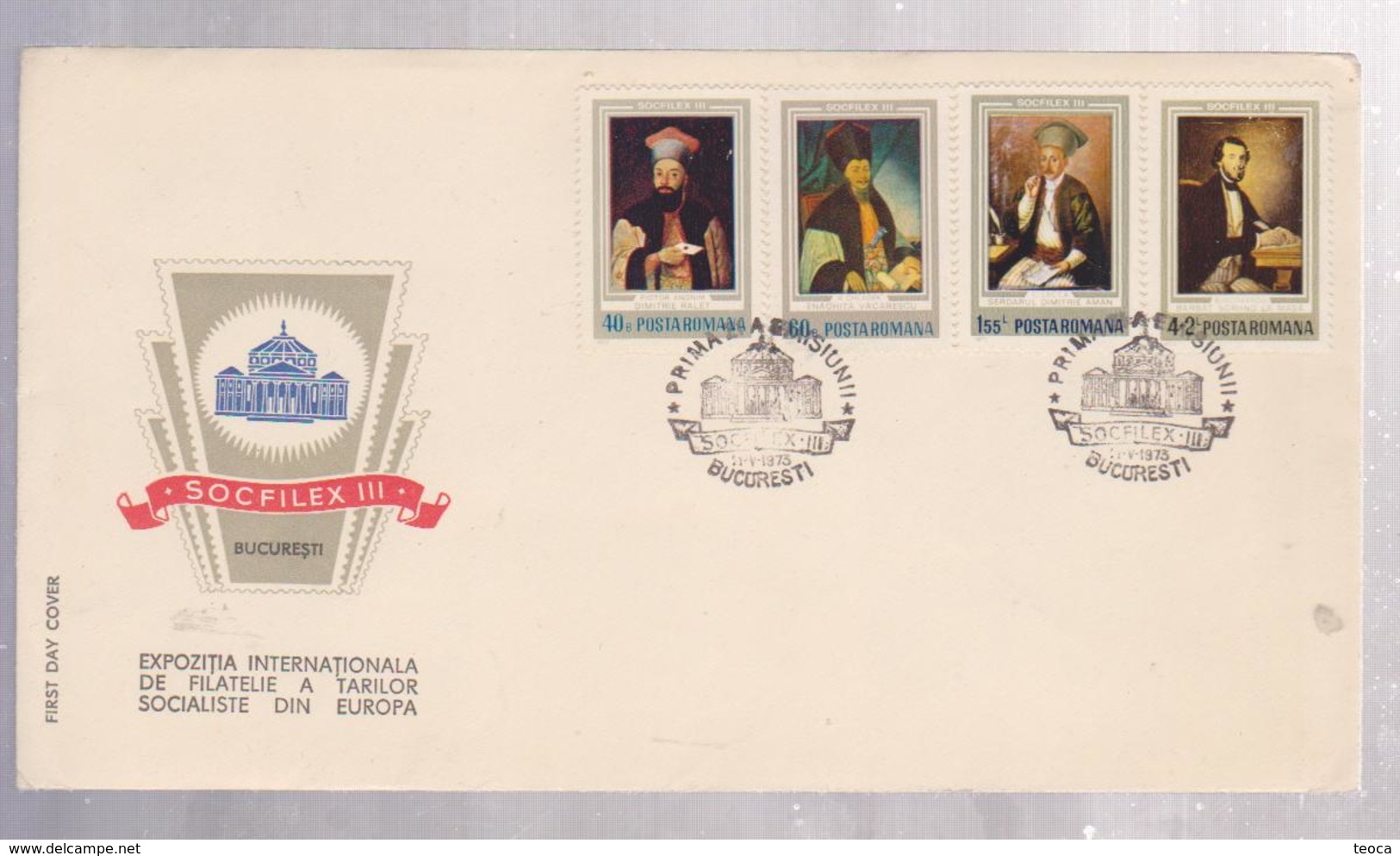PAINTING EXHIBITION INTERNATIONAL PHILATELIC  COUNTRY`S SOCIALIST FROM EUROPE `SOCFILEX III` 1973 - FDC
