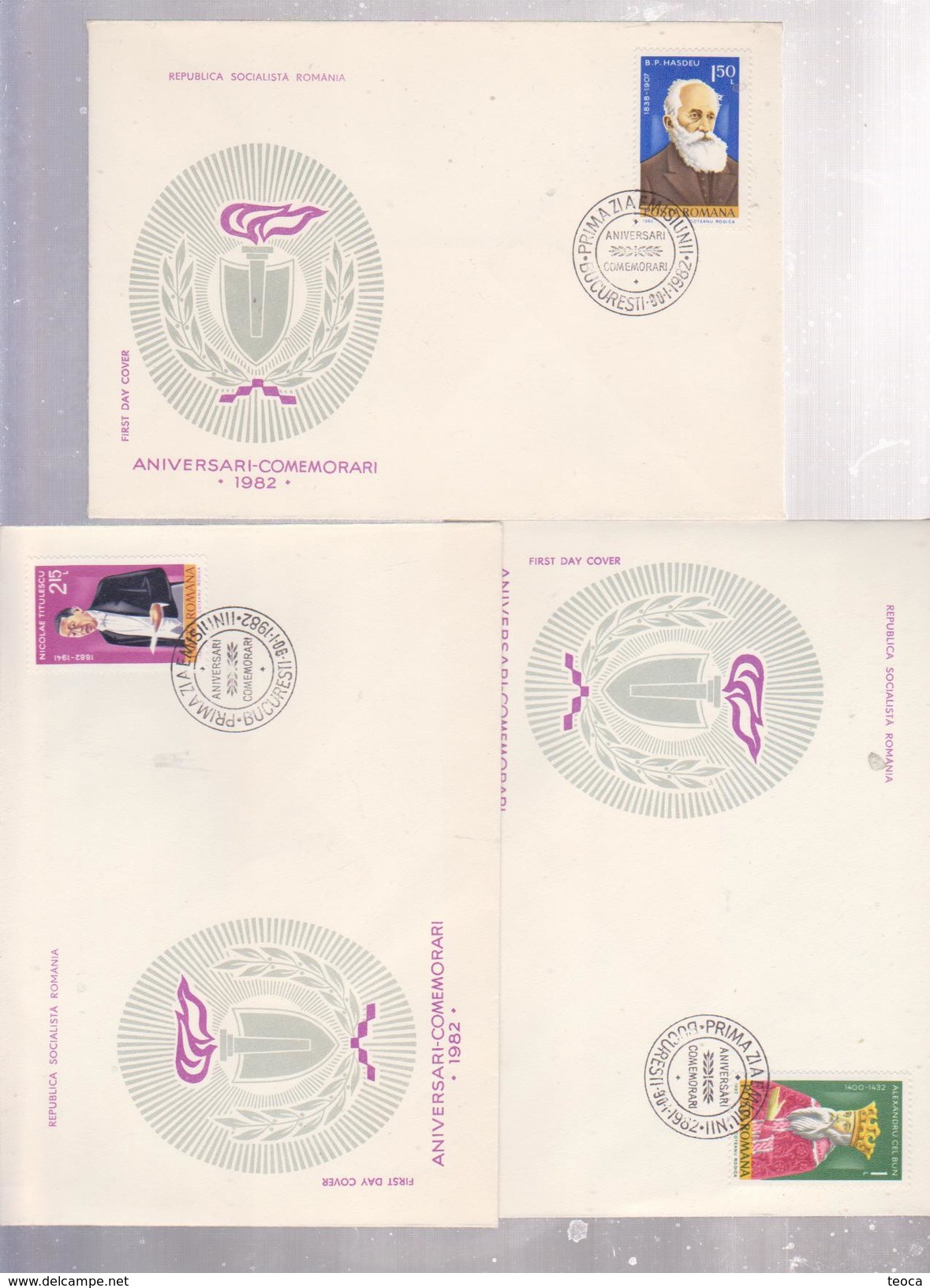 FDC ROMANIA 1982 ANNIVERSARIES- COMMEMORATIONS 1982 REPUBLICA SOCIALISTA ROMANIA, FDC - FDC