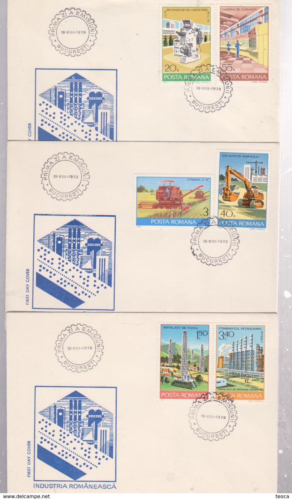 Industrial Equipment In Romania Fdc Covers  , 1978 Romania SET COMPLET - FDC