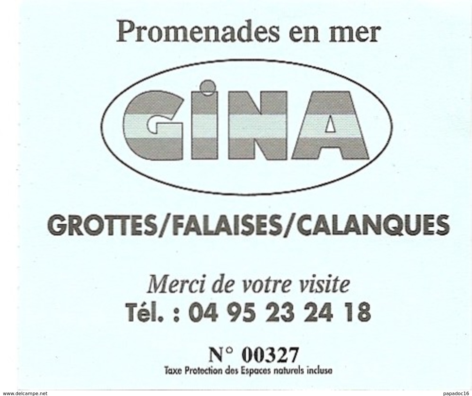 Ticket - Promenades En Mer Gina : Grottes / Falaises / Calanques [Bonifacio - 2010] - Europe