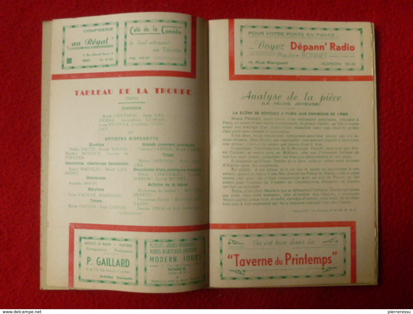 NIMES PROGRAMME THEATRE MUNICIPAL SAISON LYRIQUE 1944 1945