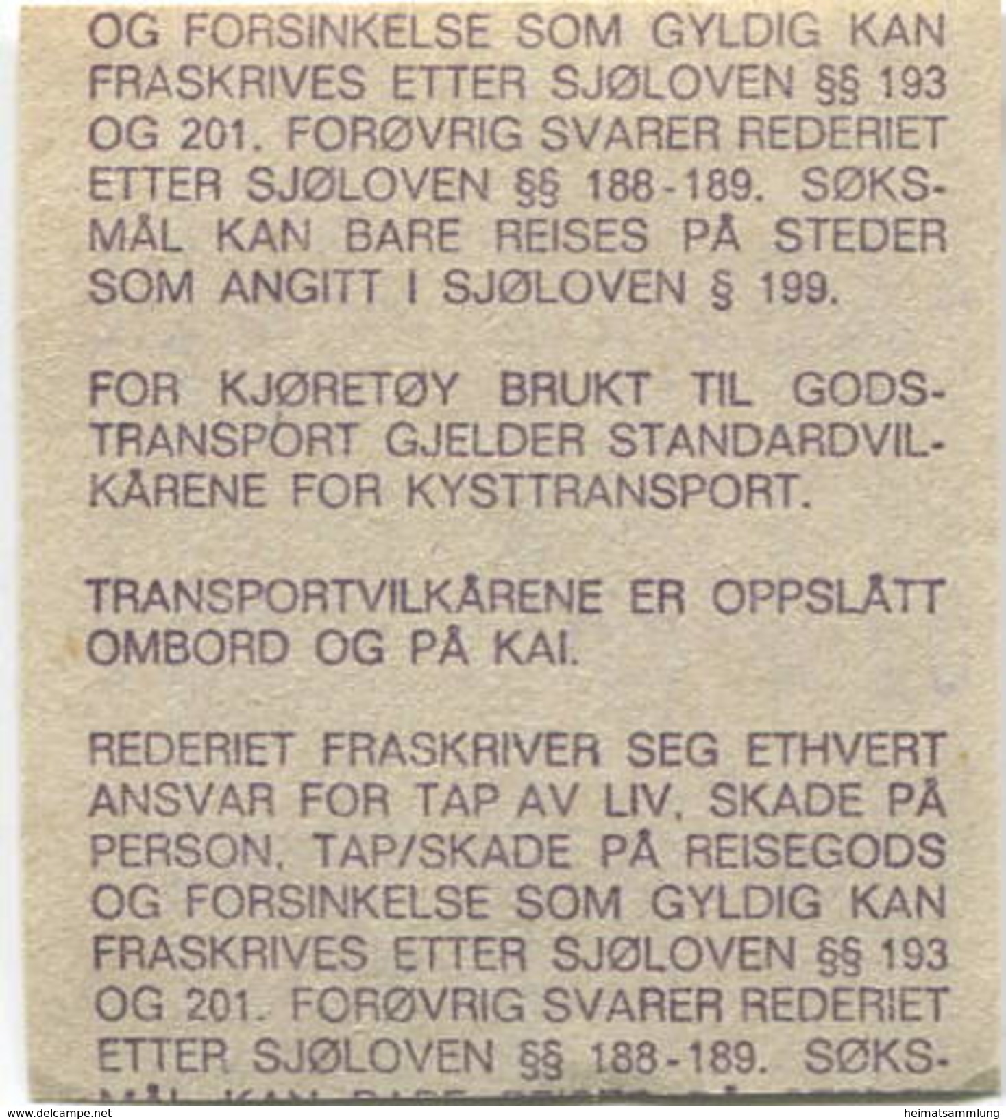 Norwegen - Norwegen - Nord-Ferjer A/S Narvik - Fahrschein Fähre 1982 - Europe