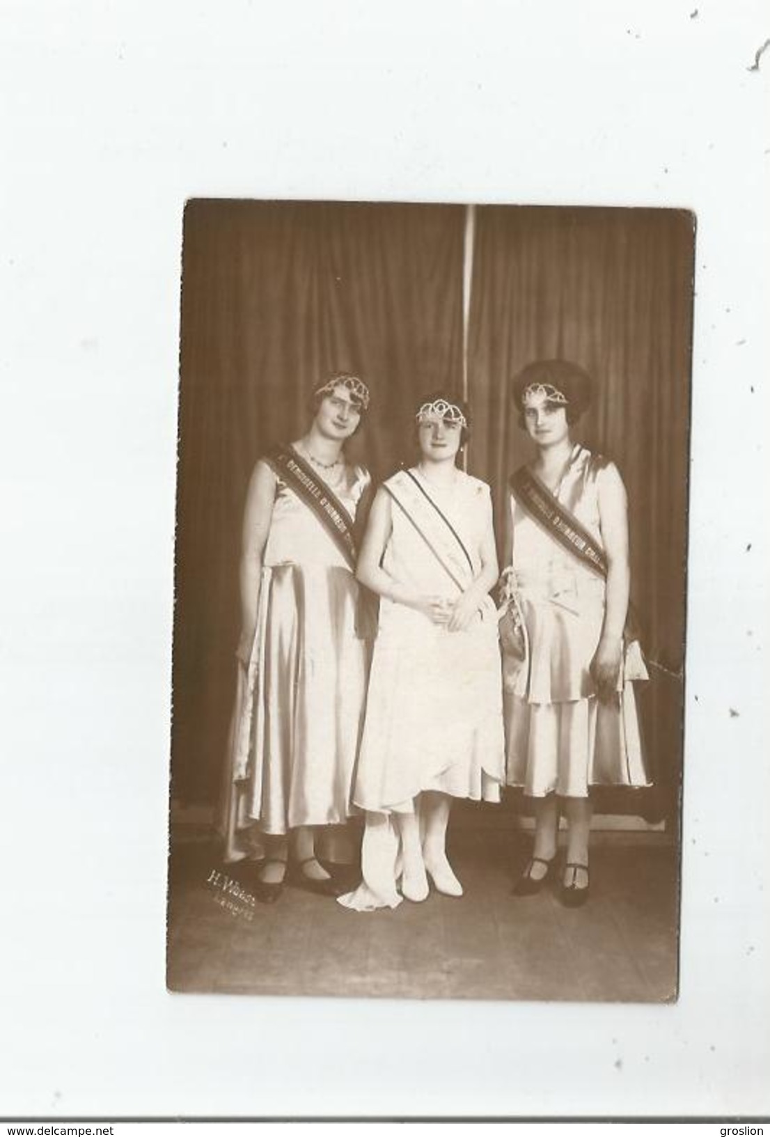 CHALINDREY (HAUTE MARNE) RARE CARTE PHOTO FETE ELECTION DE LA REINE ET DE SES DEMOISELLES D'HONNEUR - Chalindrey