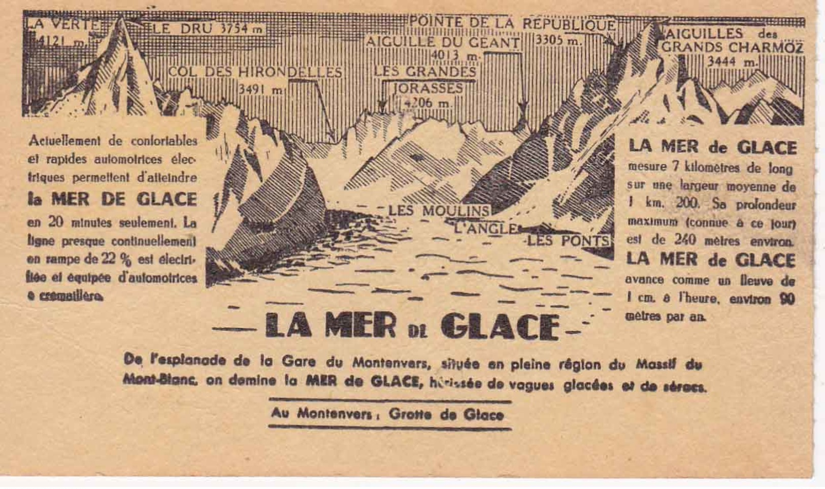 Mer De Glace Chemin De Fer De Chamonix 1951 - Tickets D'entrée