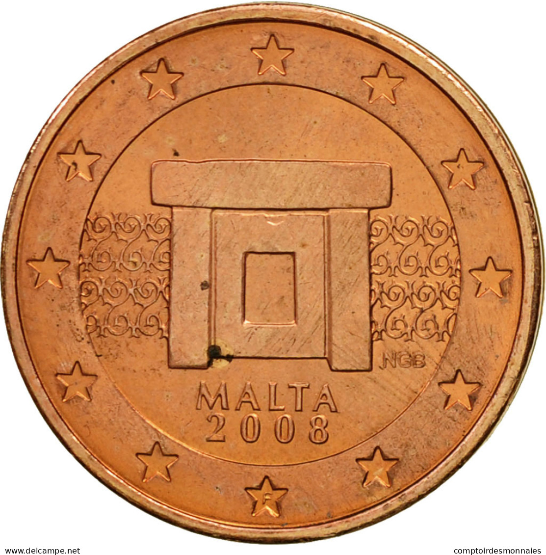 Malte, 2 Euro Cent, 2008, SPL, Copper Plated Steel, KM:126 - Malte