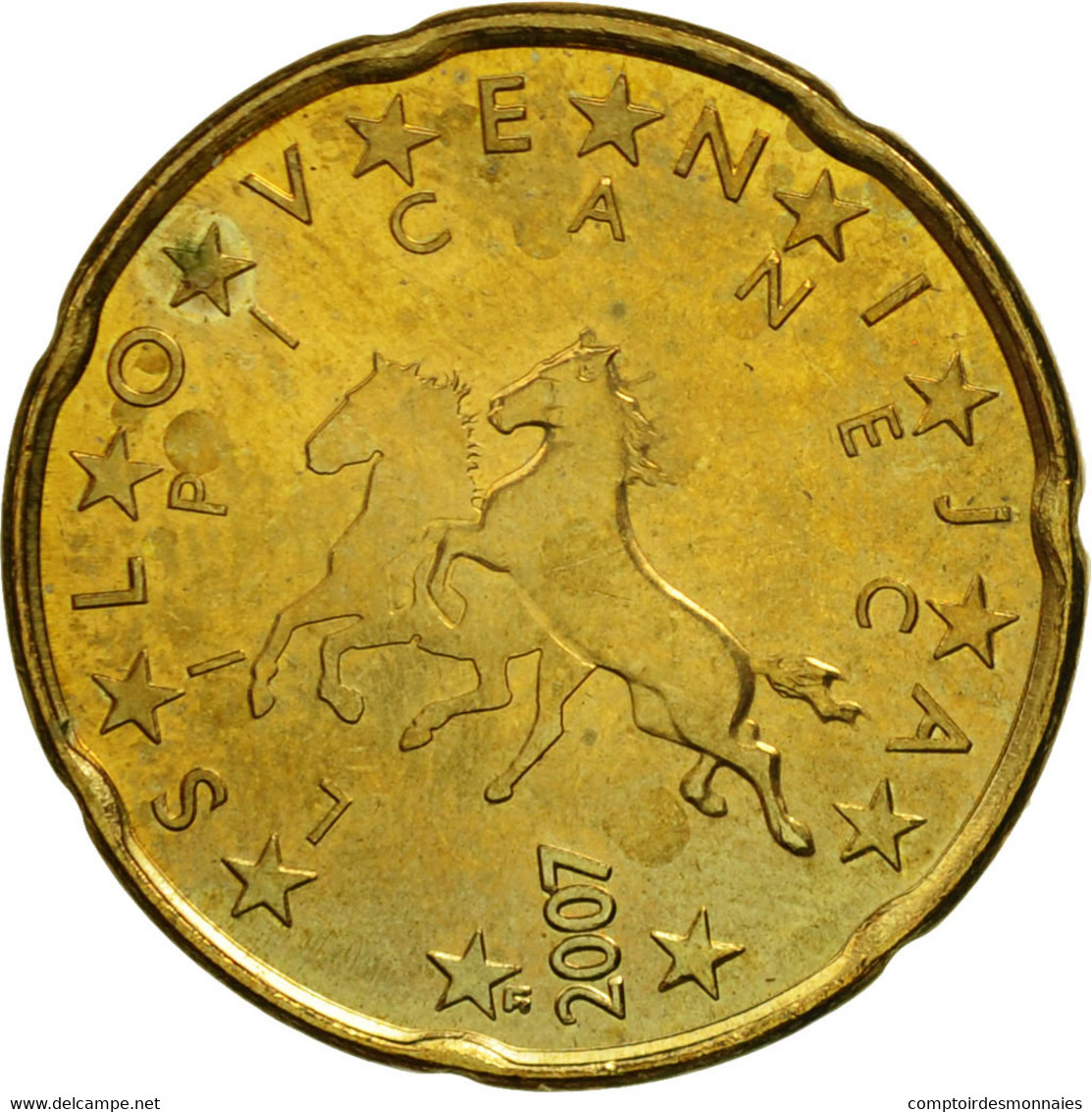 Slovénie, 20 Euro Cent, 2007, SPL, Laiton, KM:72 - Slovénie