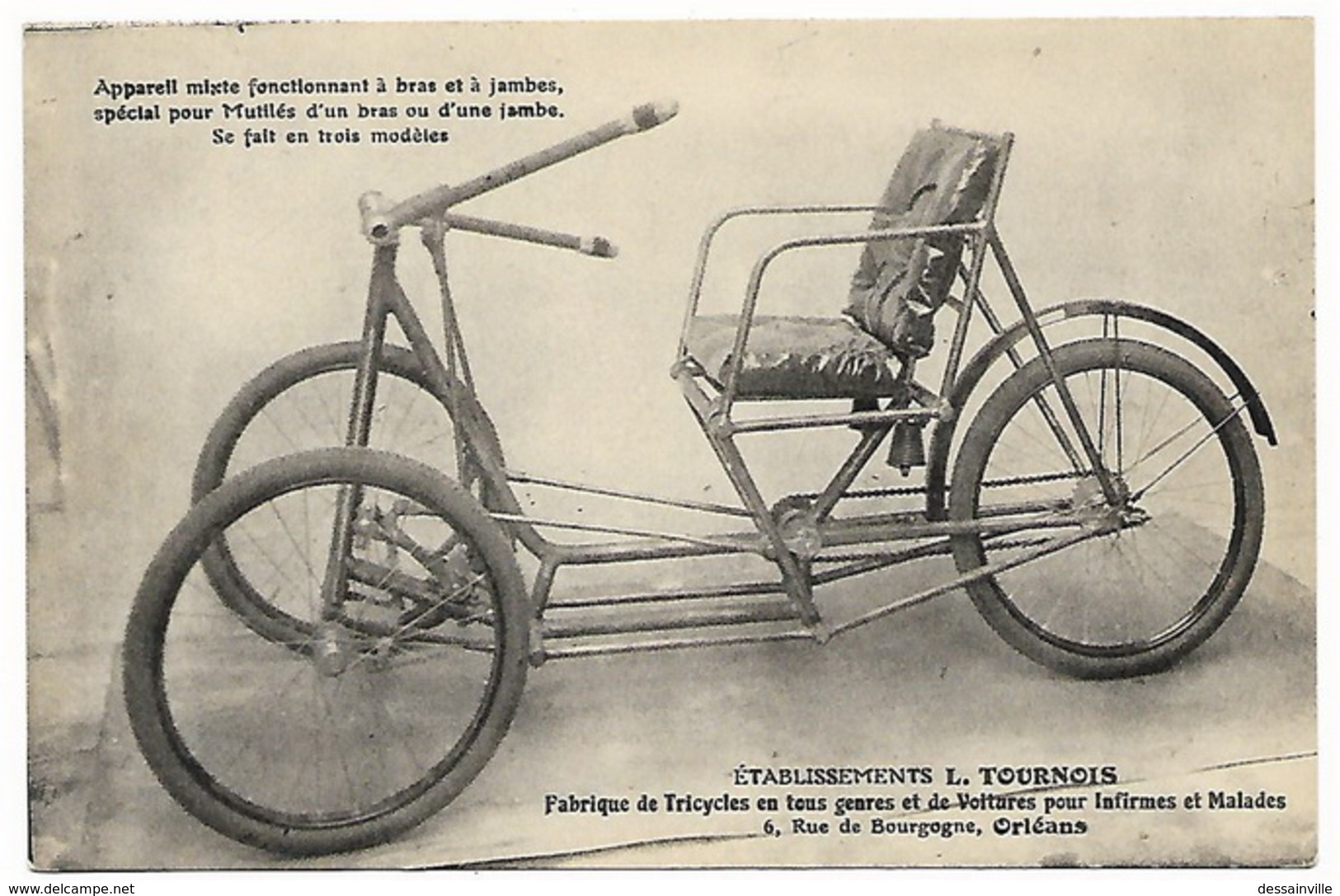 ORLEANS LOIRET  ETABLISSEMENTS TOURNOIS - Fabrique De Tricycles Et Voitures Pour Infirmes, Mutilés Et Handicapés - Altri & Non Classificati