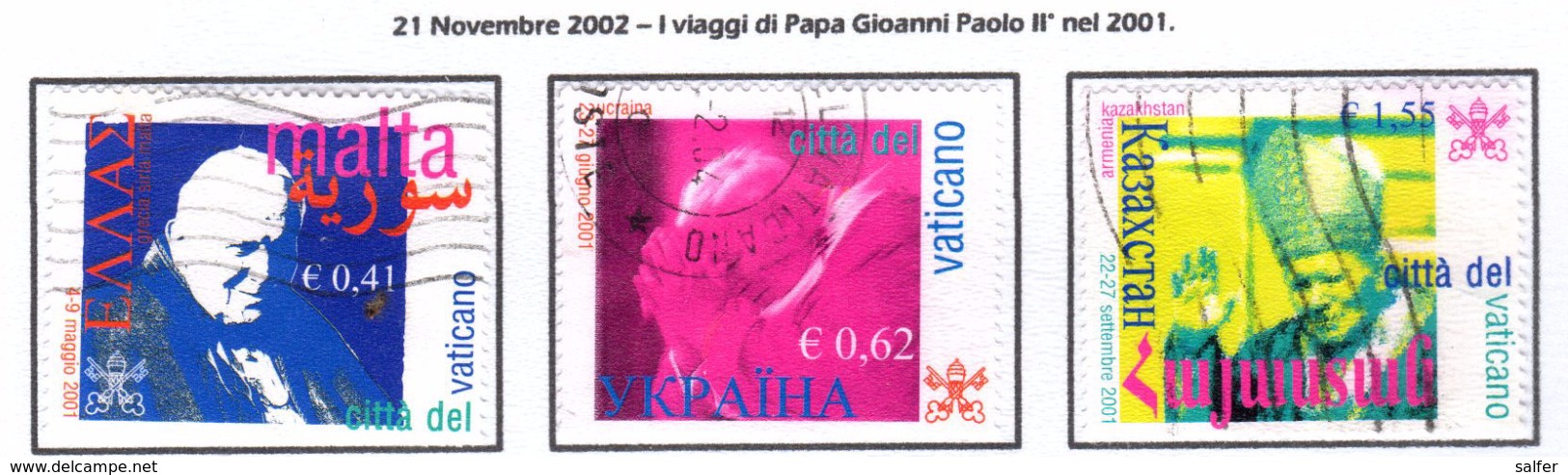 VATICANO / VATIKAN 2002  VIAGGI DEL PAPA Serie Usata / Used - Oblitérés