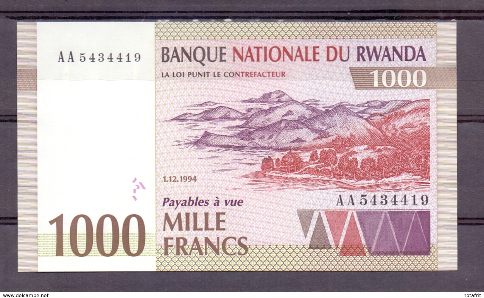 Rwanda 1000 Fr 1994 UNC  1 Year Type  Rare - Autres - Afrique