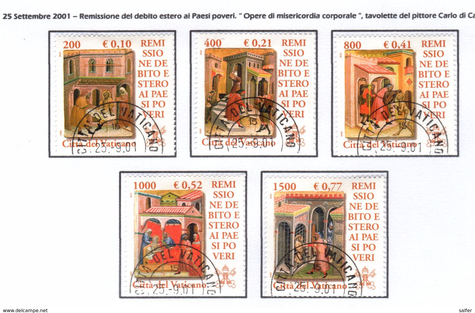 VATICANO / VATIKAN 2001 REMISSIONE DEBITO  Serie Usata / Used - Usados