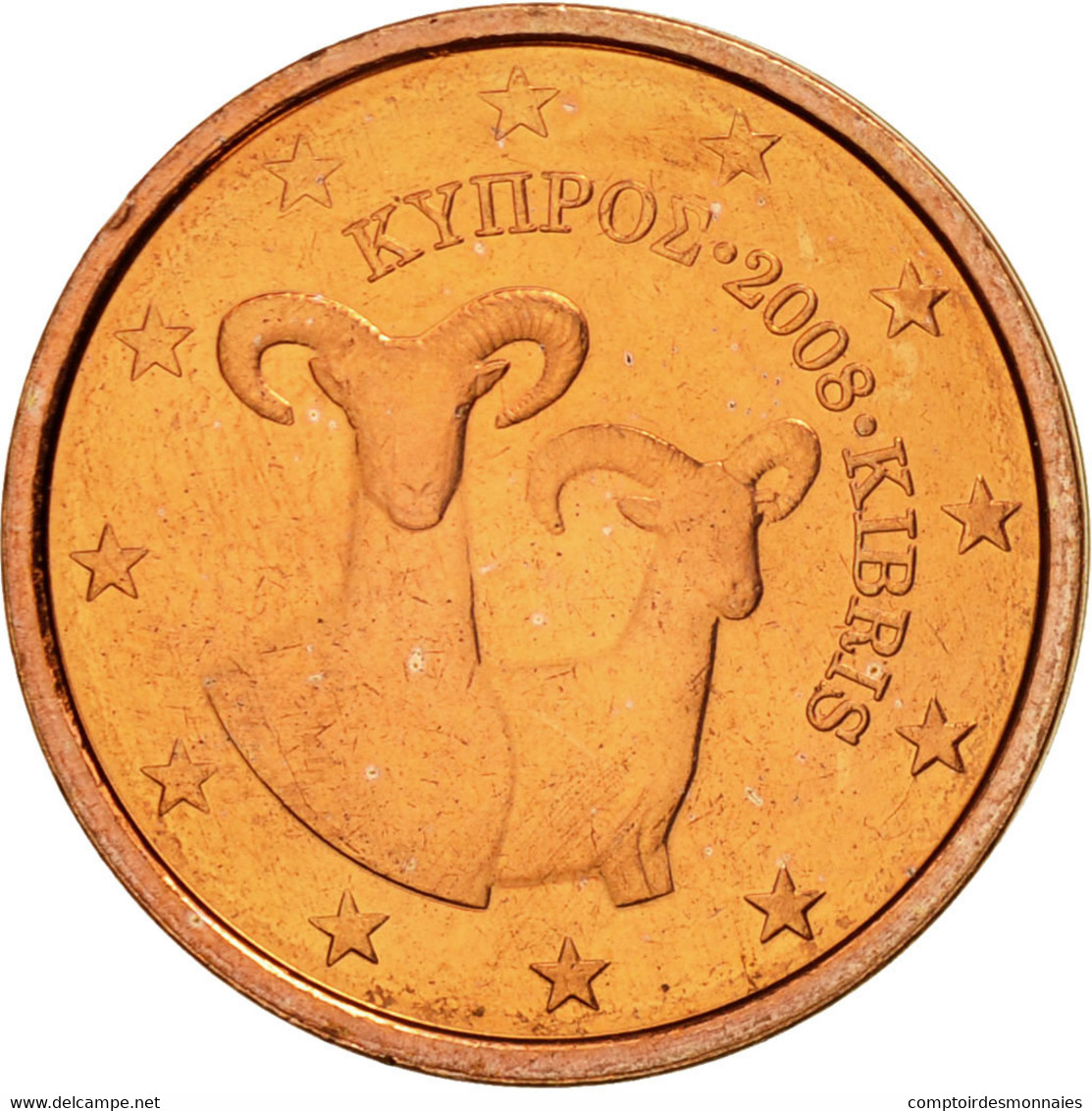 Chypre, 2 Euro Cent, 2008, SPL, Copper Plated Steel, KM:79 - Zypern