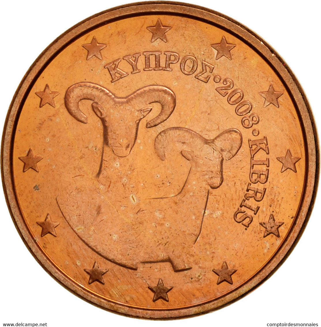 Chypre, 5 Euro Cent, 2008, SPL, Copper Plated Steel, KM:80 - Cyprus