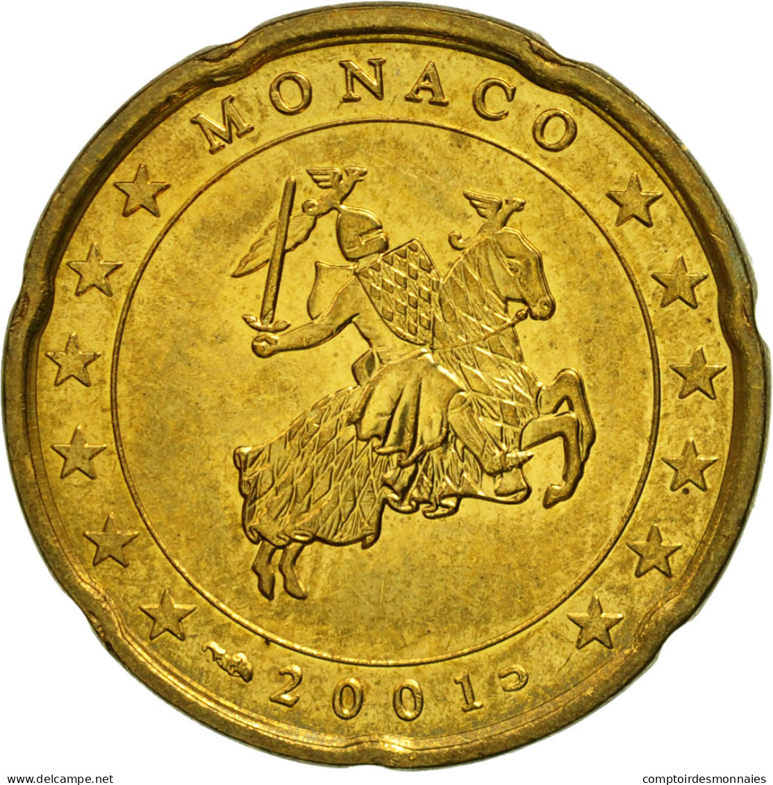 Monaco, 20 Euro Cent, 2001, SPL, Laiton, KM:171 - Monaco