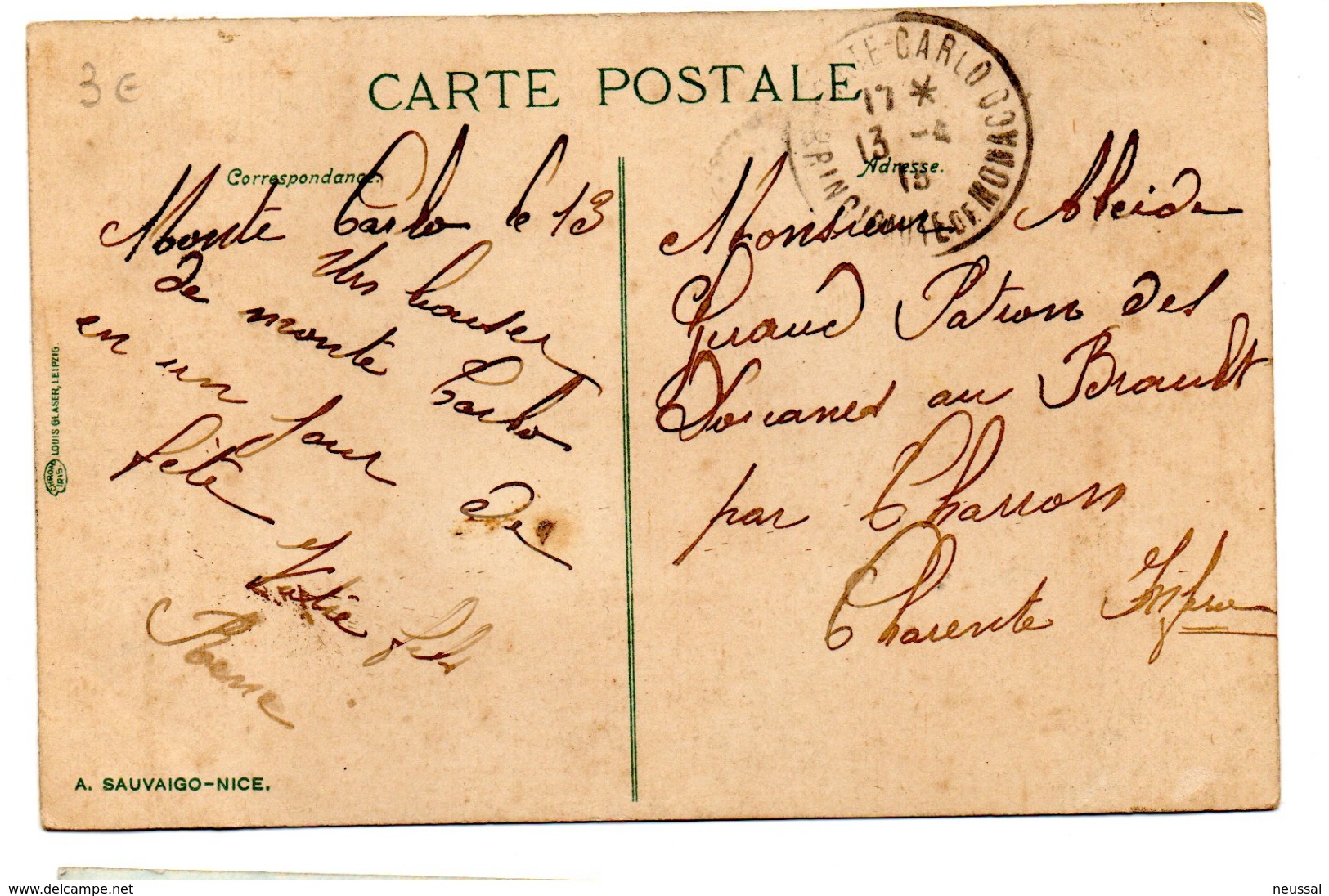 Tarjeta Postal  Circulada 1913. Montecarlo. L'entree Du Casino. - Monte-Carlo