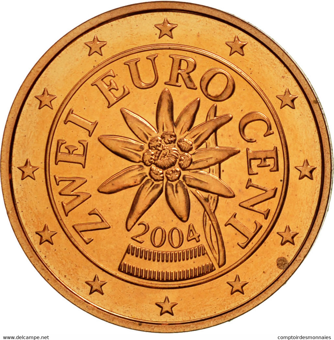 Autriche, 2 Euro Cent, 2004, SPL, Copper Plated Steel, KM:3083 - Autriche