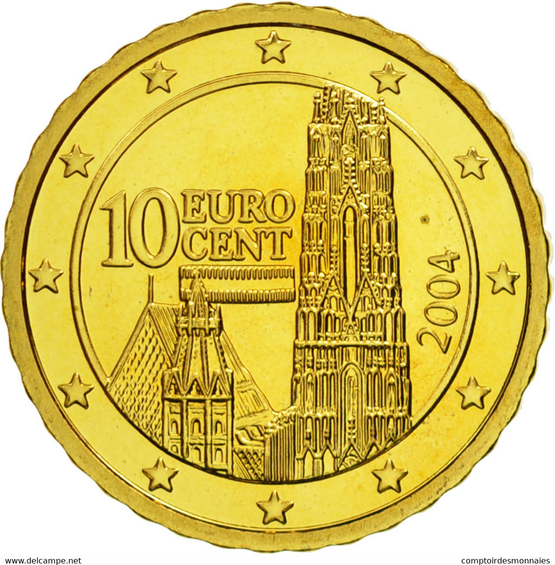 Autriche, 10 Euro Cent, 2004, SPL, Laiton, KM:3085 - Autriche