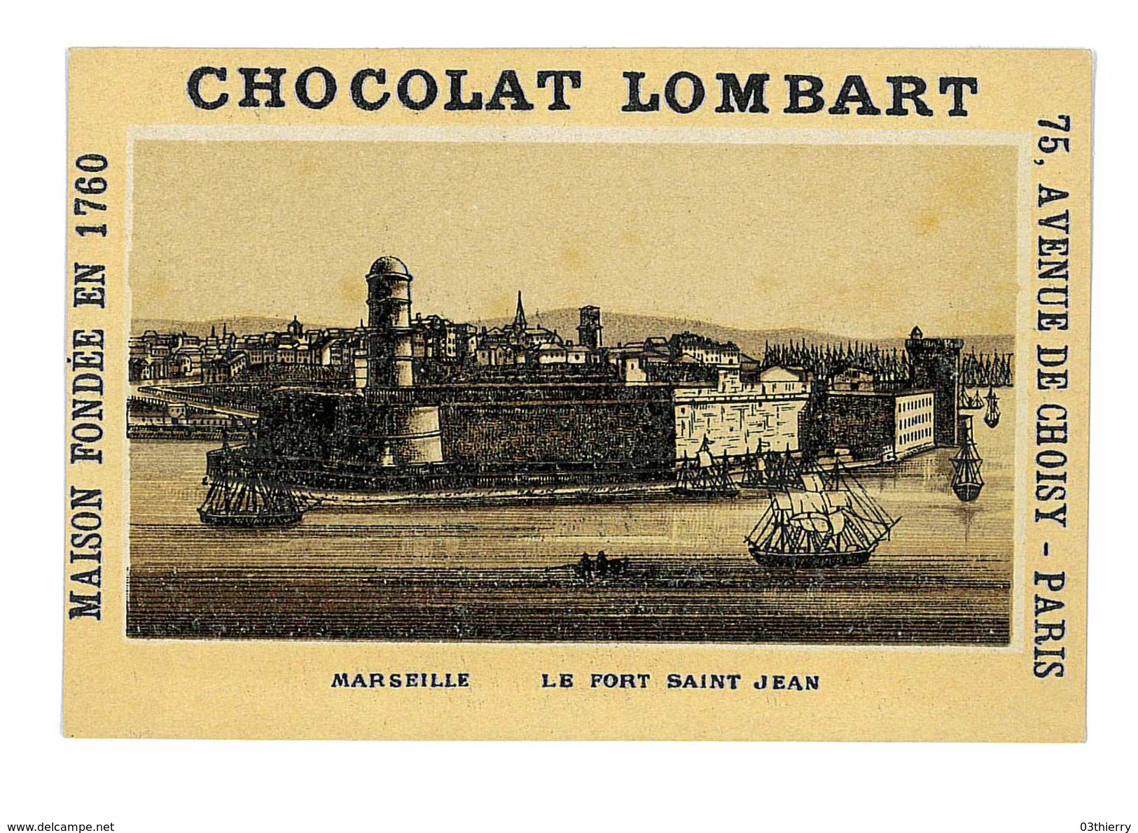 CHROMO IMAGE CHOCOLAT LOMBART PARIS ILLUSTRATION MARSEILLE LE PORT ST JEAN - Lombart
