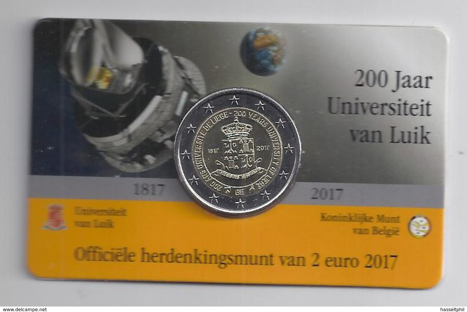 BELGIE - BELGIQUE Coincard 2 &euro; 2017 - 200 Jaar Universiteit Luik - Université De LIege - Belgique