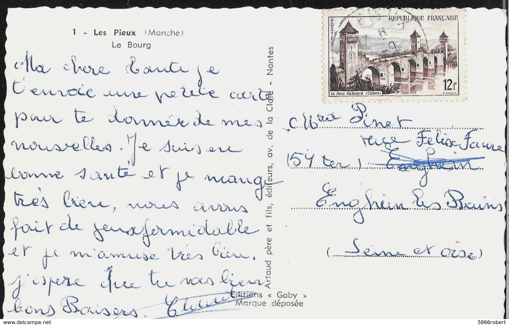 CARTE POSTALE PETIT FORMAT 09CM/14CM ORIGINALE DENTELEE : LES PIEUX LE BOURG ANIMEE MANCHE (50) - Other & Unclassified