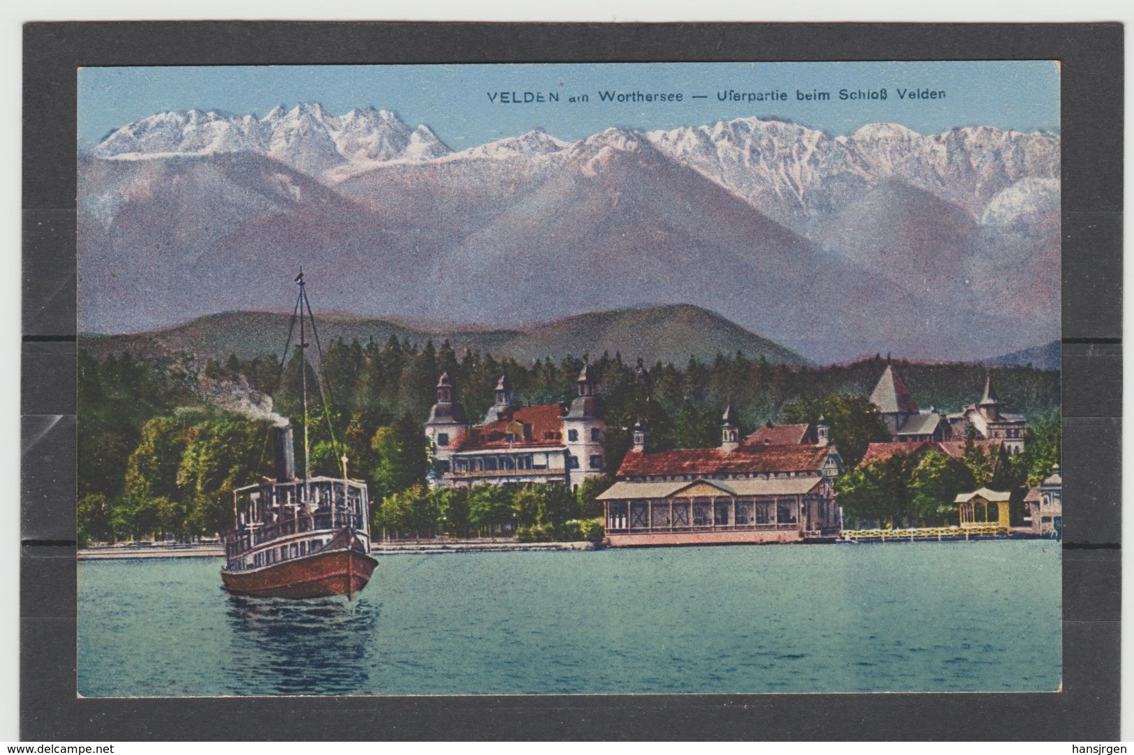 ZAK58 POSTKARTE JAHR Ca 1918 VELDEN Am Wörthersee UFERPARTIE Beim SCHLOSS VELDEN U. DAMPFER Ungebraucht - Velden