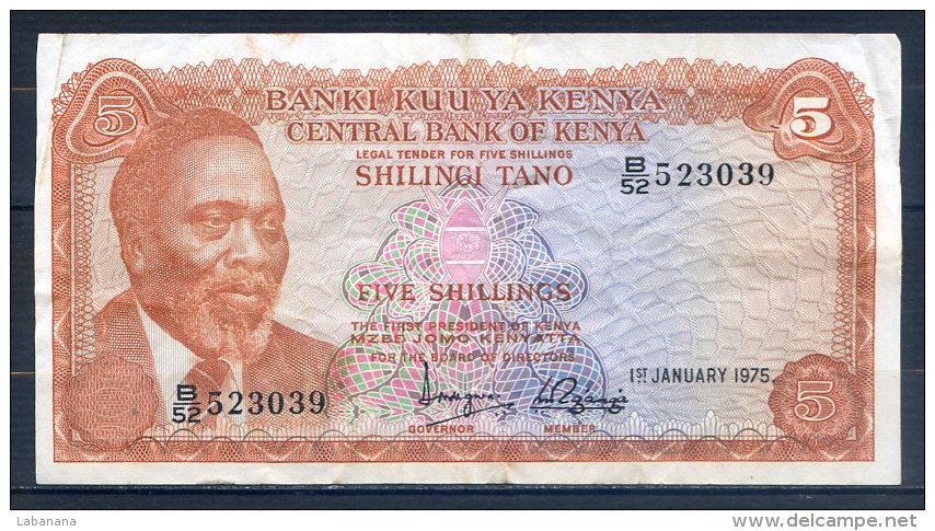 506-Kenya Billet De 5 Shillings 1975 B52 - Kenia