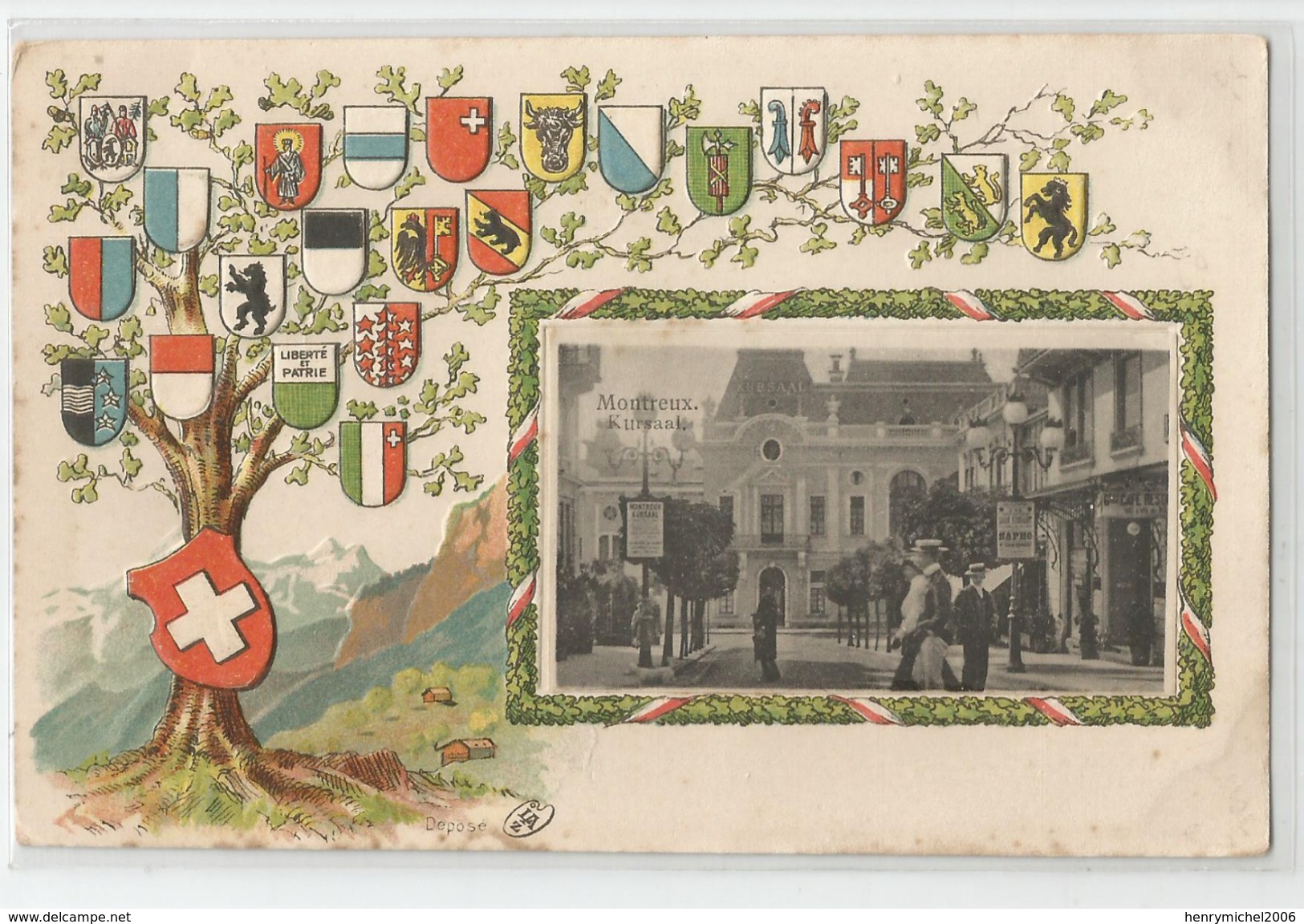 Suisse Vaud Montreux Kursaal Carte Relief Gauffrée 1904 - Montreux
