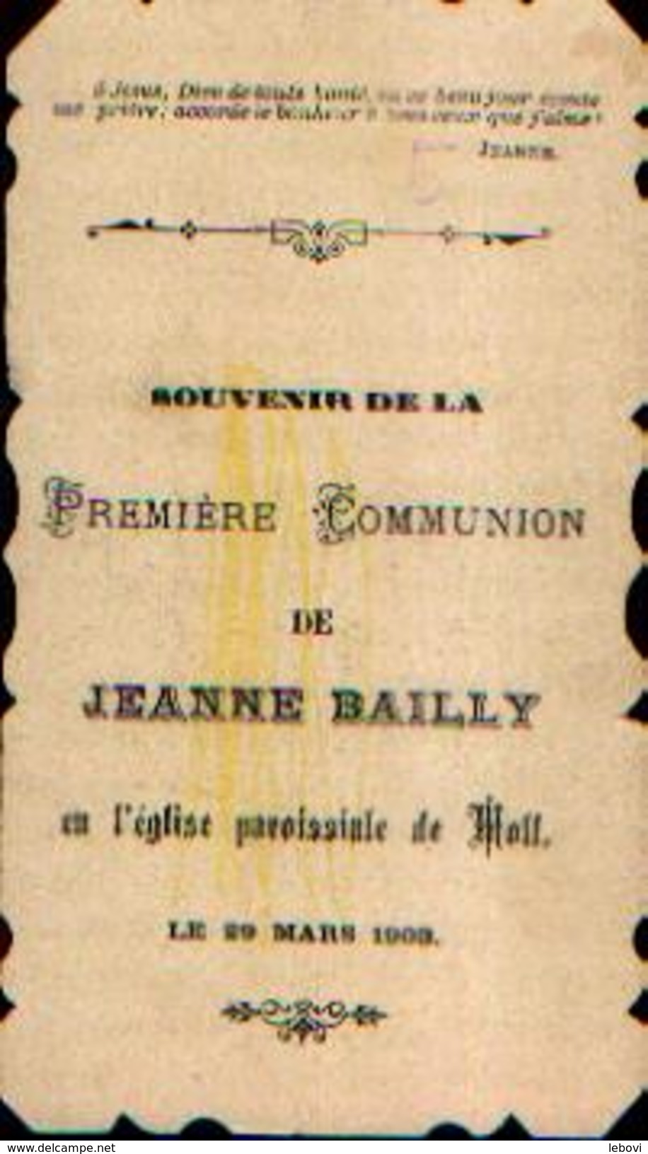 Souvenir De Communion BAILLY Jeanne à MOLL (1903) - Devotion Images