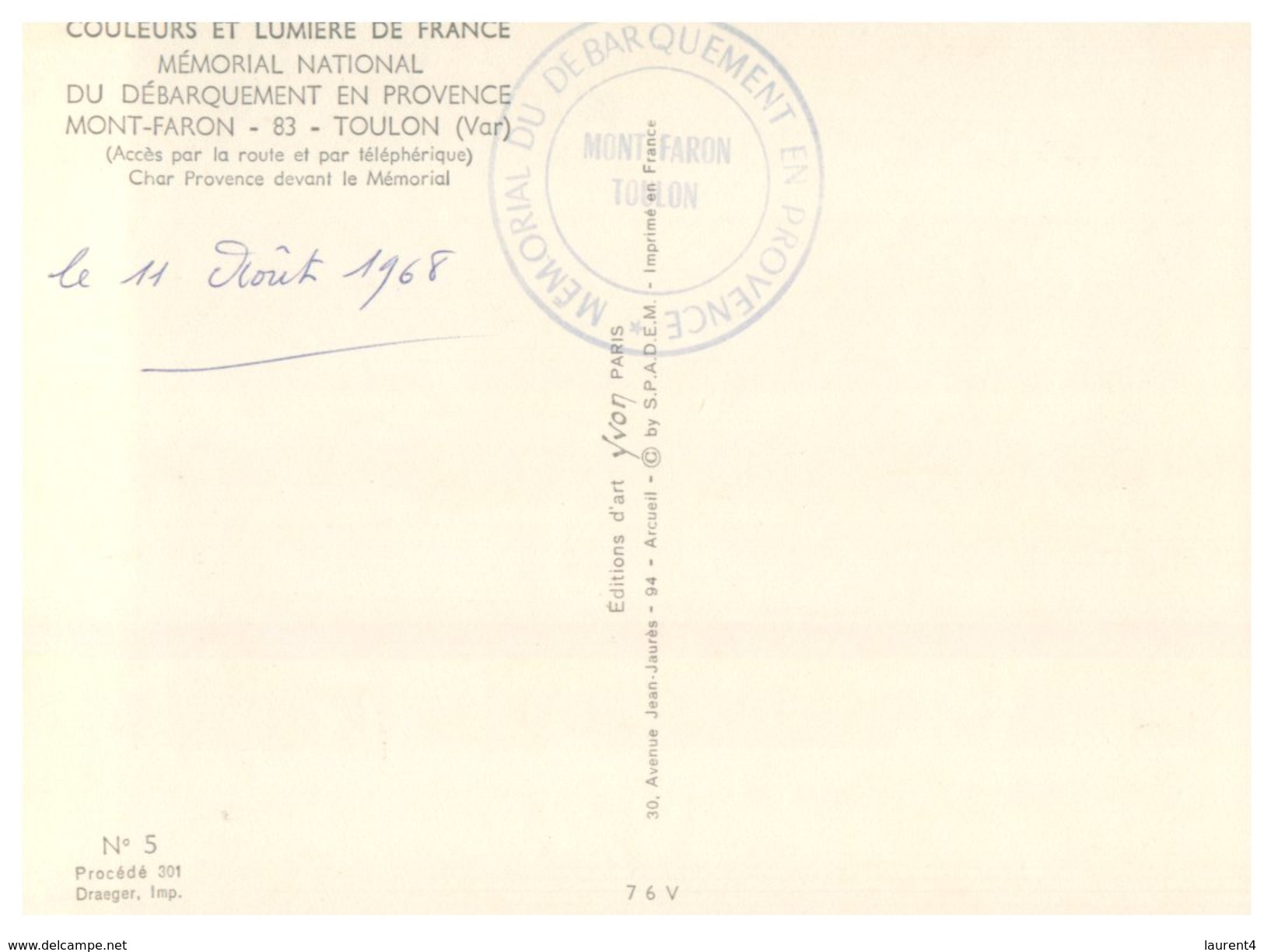 (DEL 131) France - Mt Faron Tank Provence - Guerra 1939-45