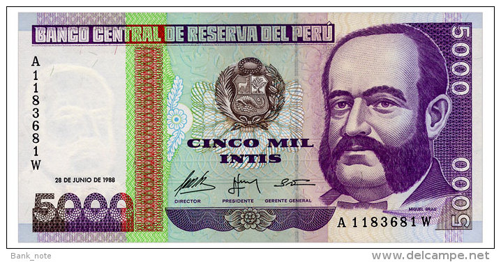 PERU 5000 INITS 1988 Pick 137 Unc - Pérou