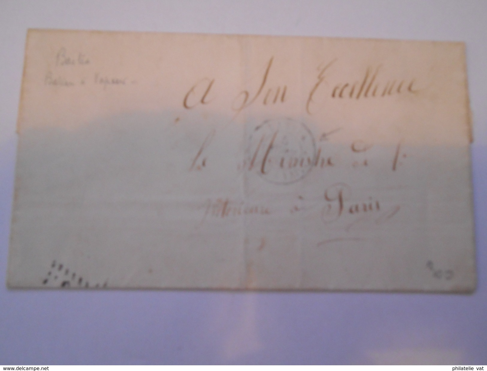 CORSE - Env De Bastia Pour Le Ministre De L'Intérieur à Paris - Par Bateau à Vapeur - Avril 1867 - P21479 - 1849-1876: Période Classique